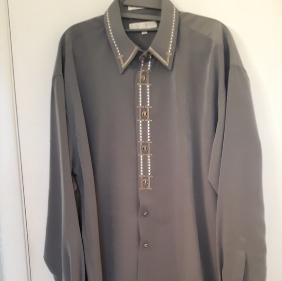 positano Other - Positano gray embroidered button down mens shirt